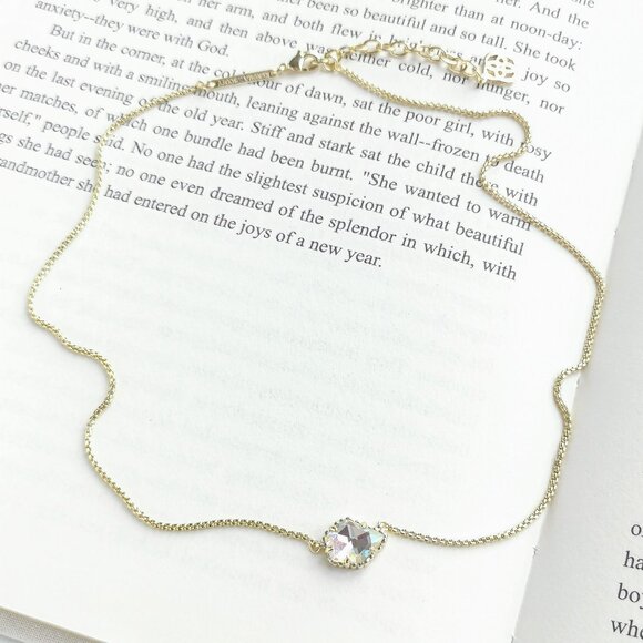 NEW Tess Dichroic Glass Gold Pendant Necklace - Picture 2 of 3